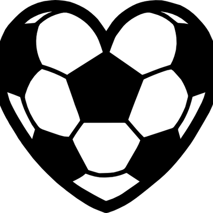 (s067-1-2A) Heart Black White Soccer Ball