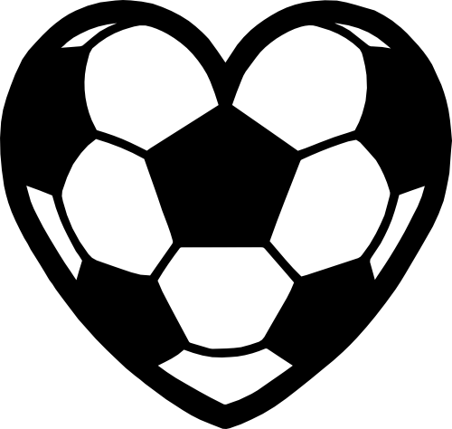 (s067-1-2A) Heart Black White Soccer Ball