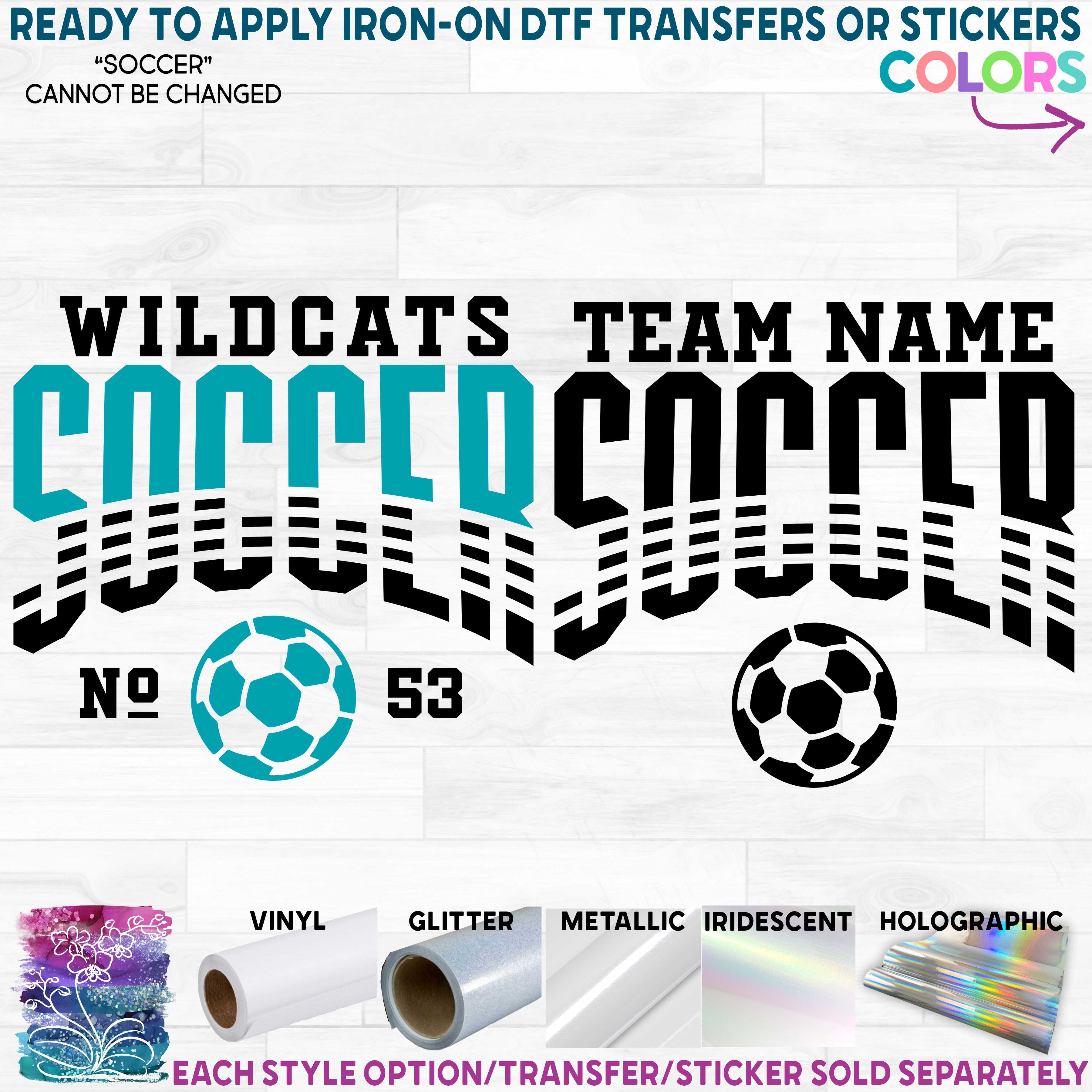 (s067-8E) Soccer Team Name Mascot Custom