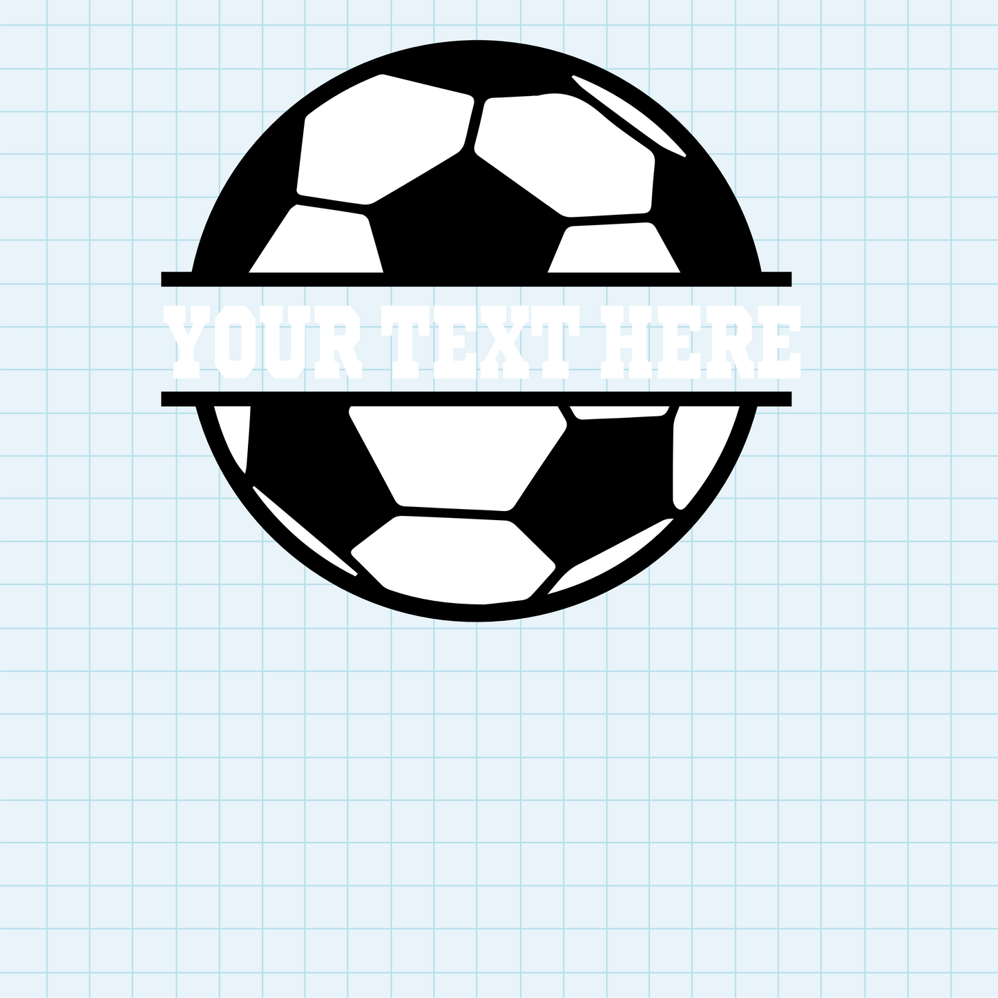 (s067-2) Soccer Ball Split Team Name or Custom Text