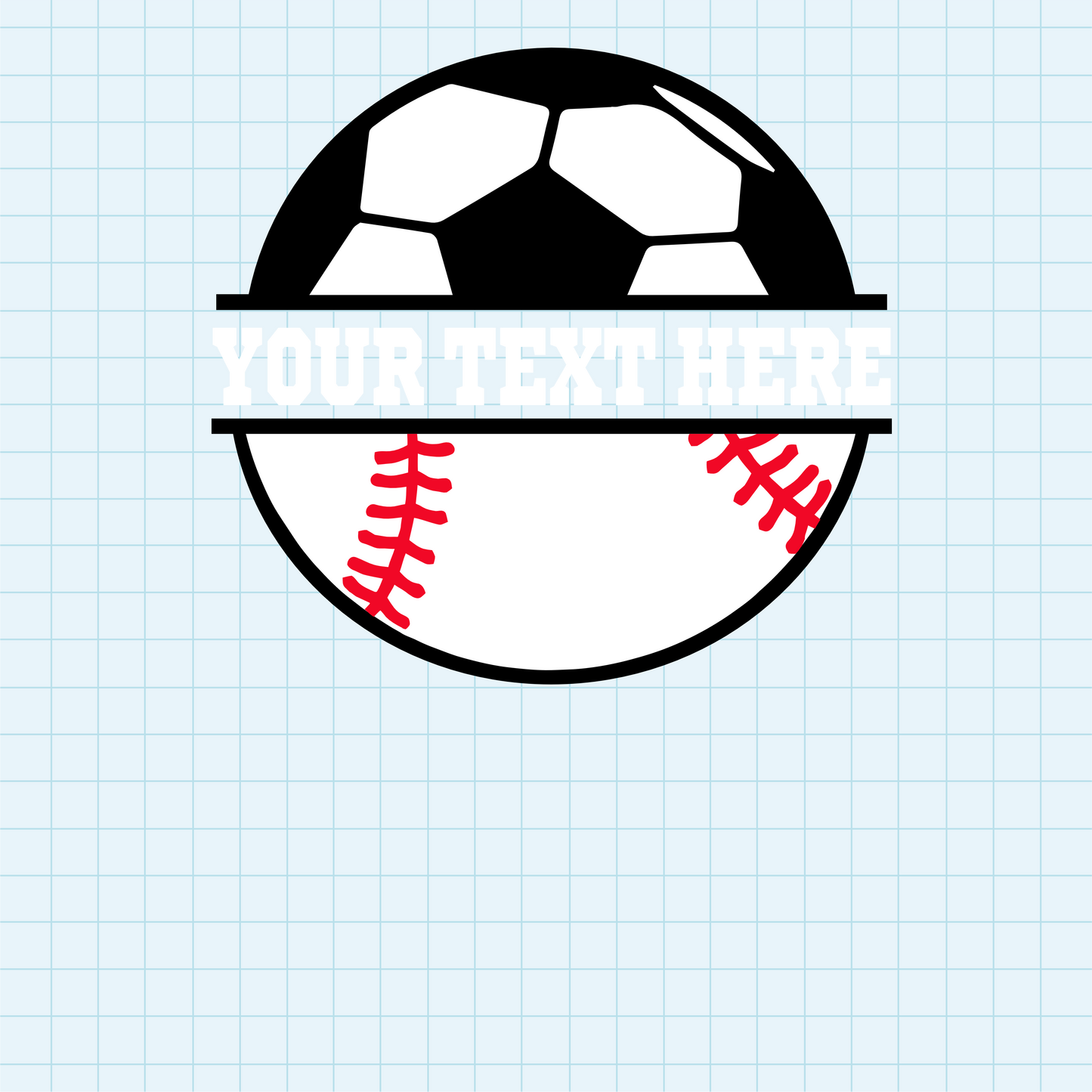 (s067-2) Soccer Ball Split Team Name or Custom Text