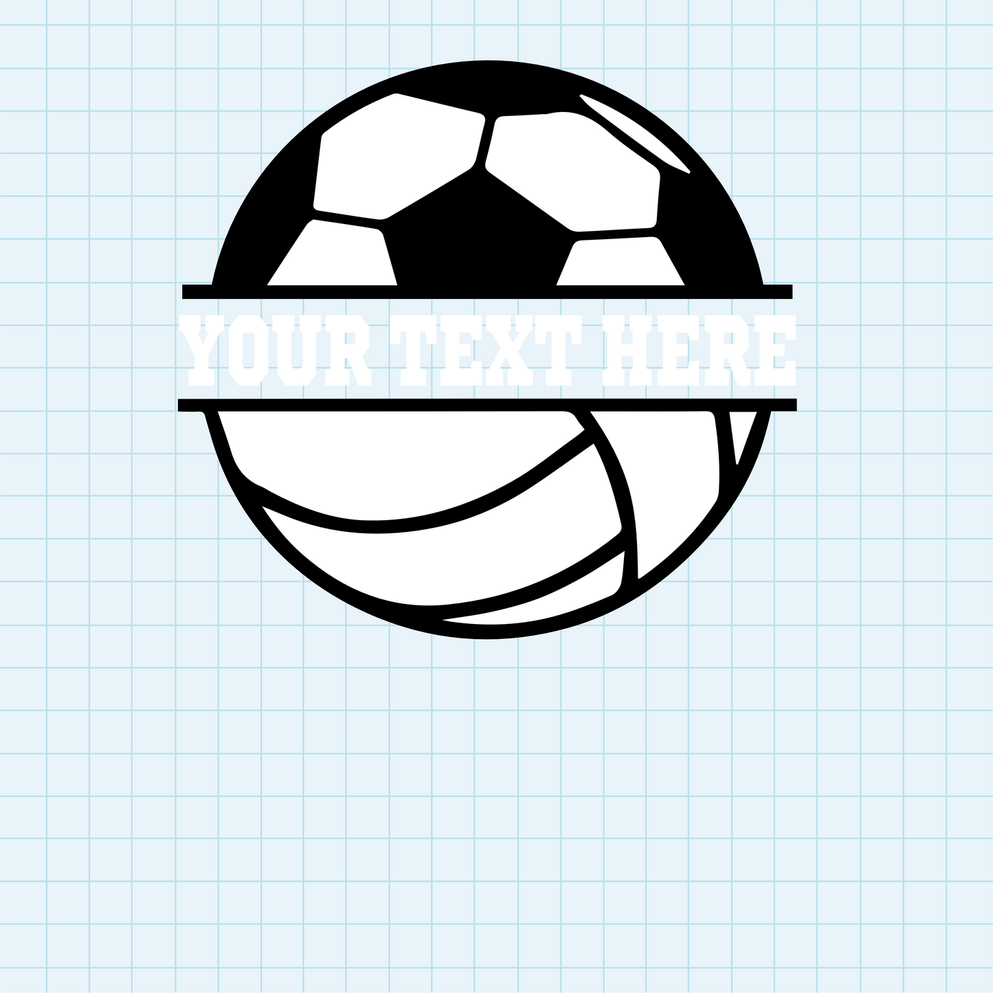 (s067-2) Soccer Ball Split Team Name or Custom Text