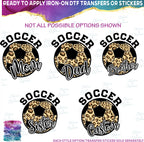 (s067-10B) Leopard Soccer Ball Family Mom, Game Day, Vibes, Custom Text