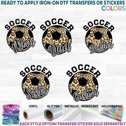 (s067-10B) Leopard Soccer Ball Family Mom Custom Text