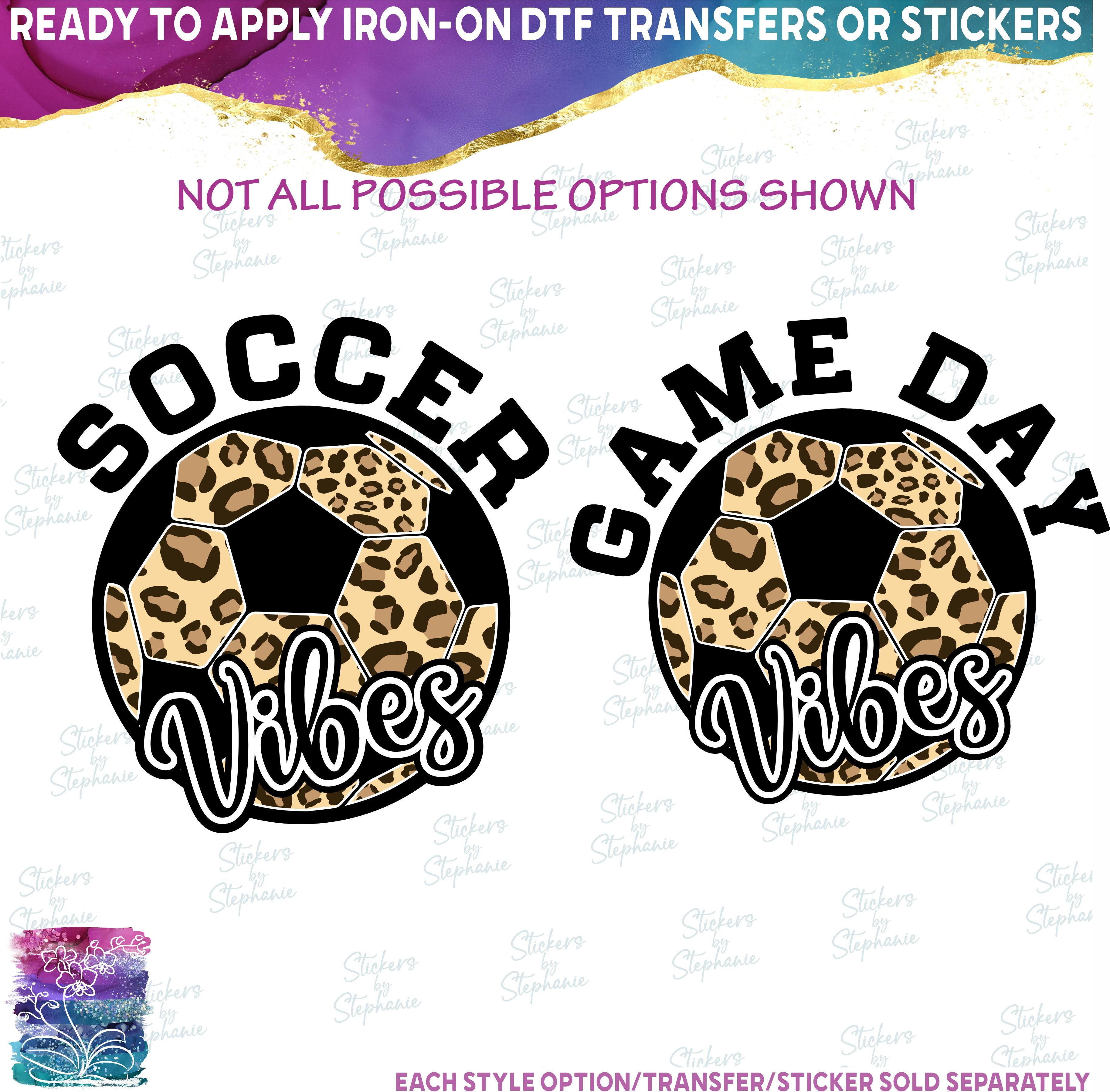 (s067-10D) Leopard Soccer Ball Team Name, Game Day, Vibes, Custom Text