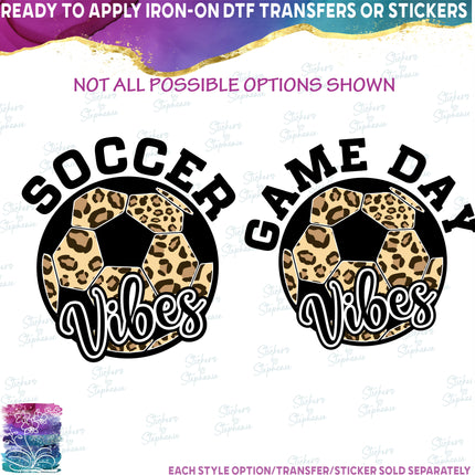 (s067-10B) Leopard Soccer Ball Family Mom, Game Day, Vibes, Custom Text
