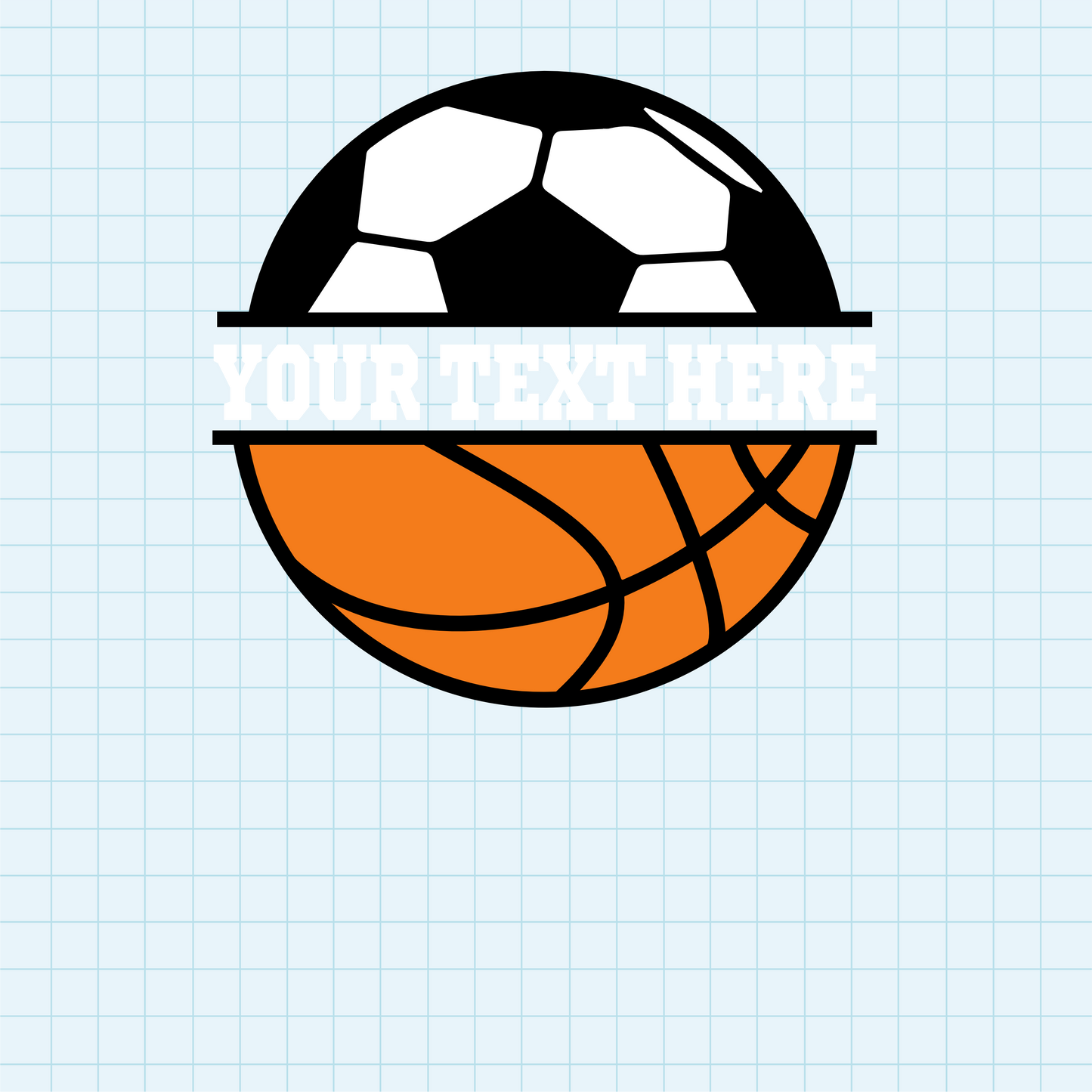 (s067-2) Soccer Ball Split Team Name or Custom Text