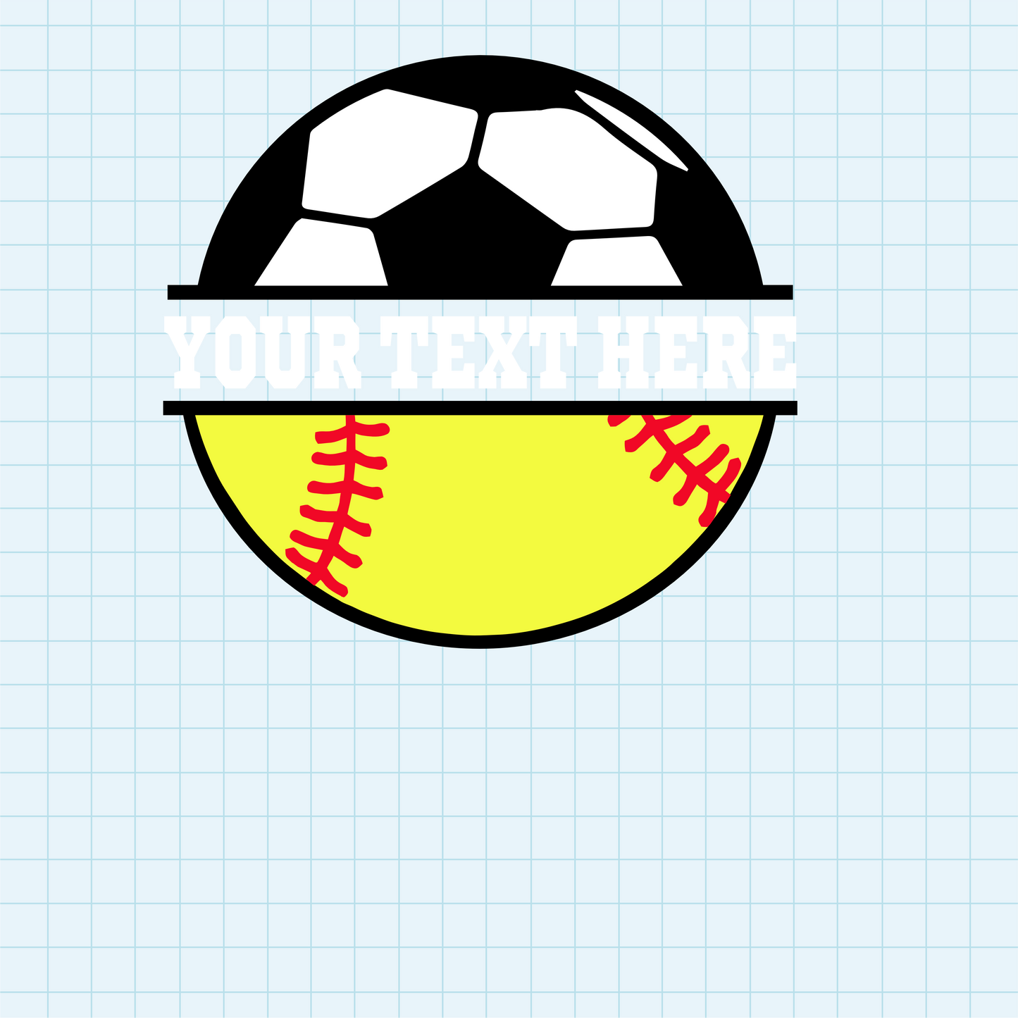 (s067-2) Soccer Ball Split Team Name or Custom Text