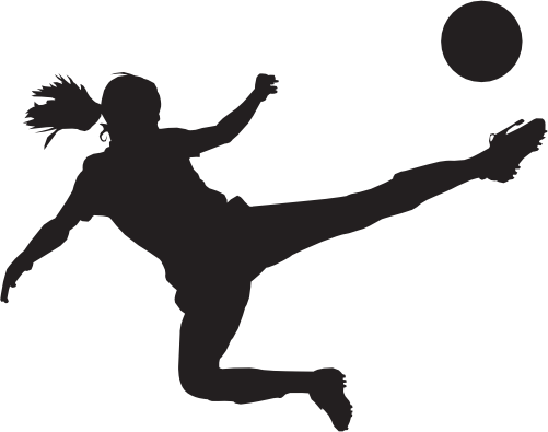 (s067-5-B) Ladies Lady Soccer Player Silhouette