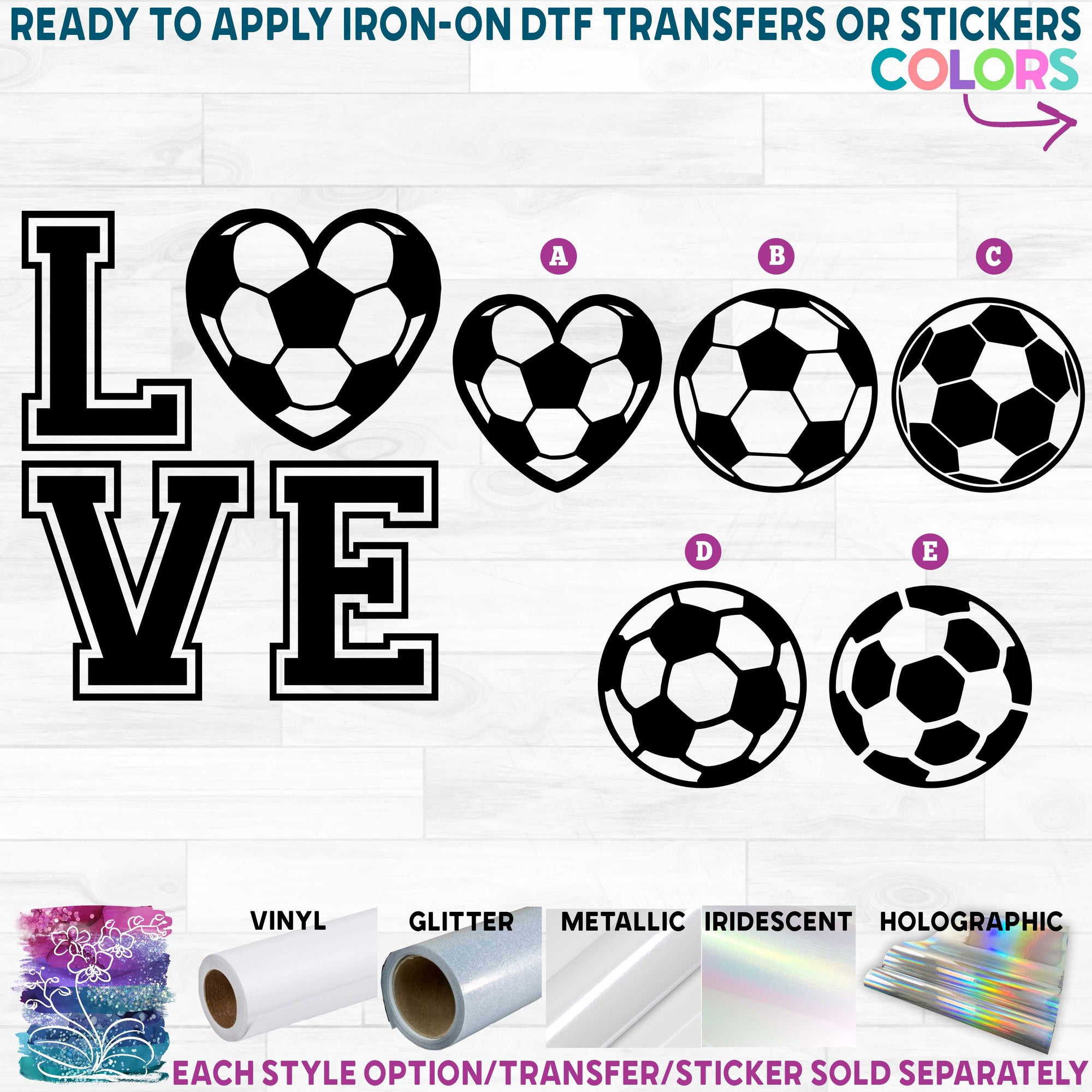 (s067-9) Stacked LOVE Soccer Heart or Round Ball