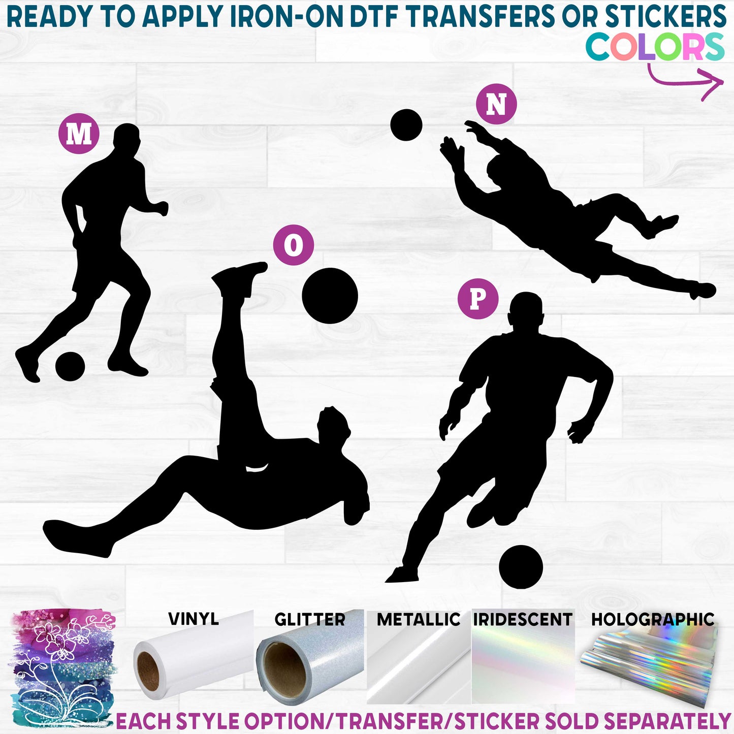 (s067-5) Men's Soccer Player Printed Heat Transfer or Sticker