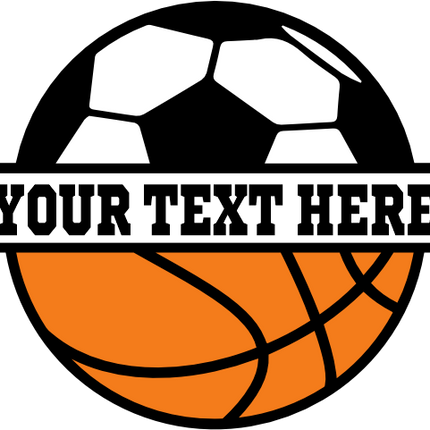 (s067-2-G) Soccer Ball Split Team Name or Custom Text