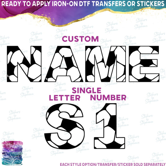 (s067-3) Soccer Letters, Numbers, Name or Custom Text