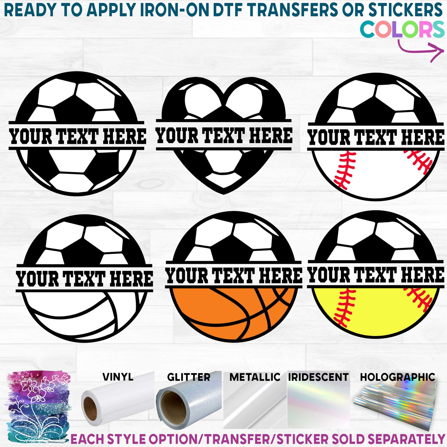 (s067-2) Soccer Ball Split Team Name or Custom Text