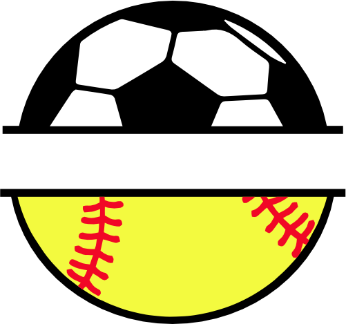 (s067-2-I) Soccer Ball Baseball Softball Split Team Name or Custom Text