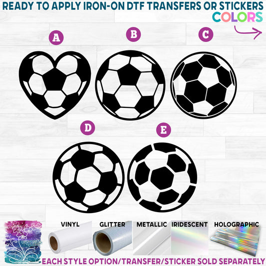 (s067-1) Soccer Ball Round or Heart Printed Heat Transfer or Sticker