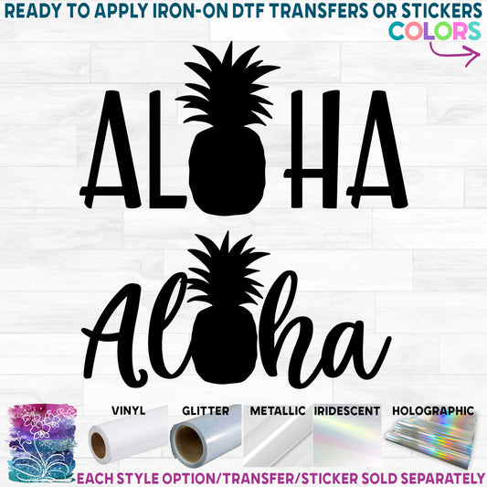 (s069-F Aloha Pineapple Printed Heat Transfer or Sticker