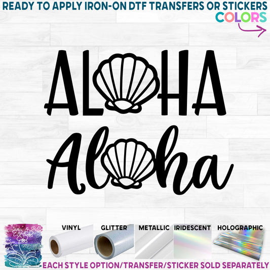 (s069-G) Aloha Sea Shell Printed Heat Transfer or Sticker