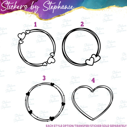 (s7-01-104) Heart Mongram Frame Iron-On Transfer