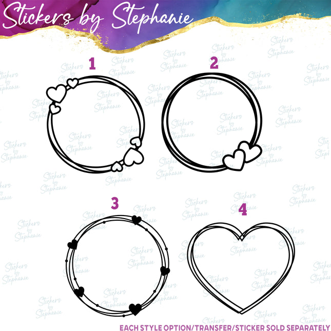 (s7-01-104) Heart Mongram Frame Iron-On Transfer