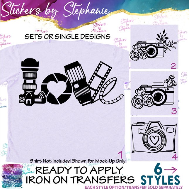 (s7-01-110) Camera, Photography Love Iron-On Transfer