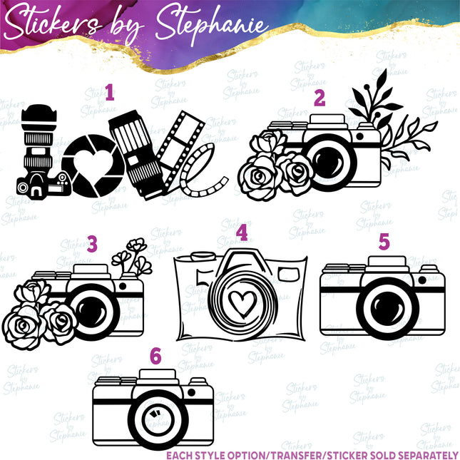 (s7-01-110) Camera, Photography Love Iron-On Transfer