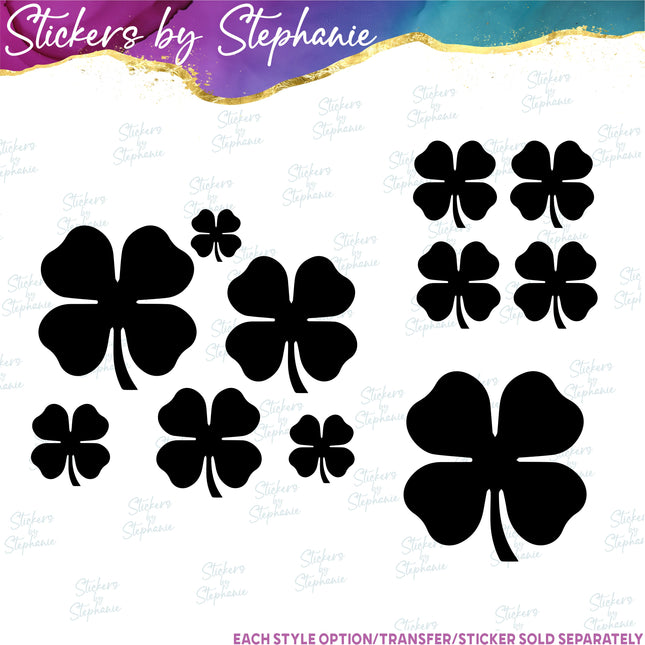 (s7-01-115) 4-Leaf Clover, Shamrock Iron-On Transfer
