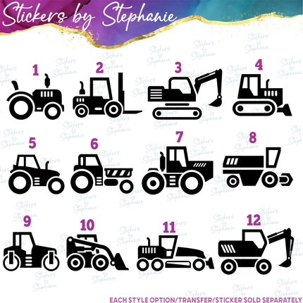 (s7-01-166) Tracor, Construction Vehicles  Iron-On Transfer