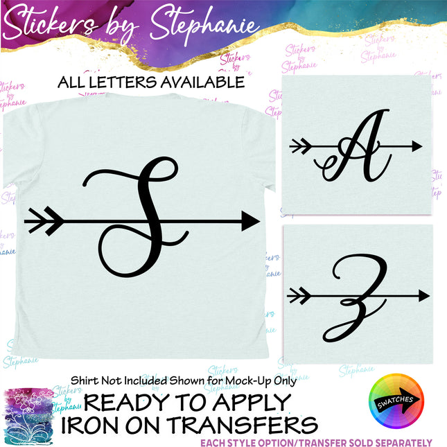 (s7-01-179) Arrow Monogram Letter Iron-On Transfer