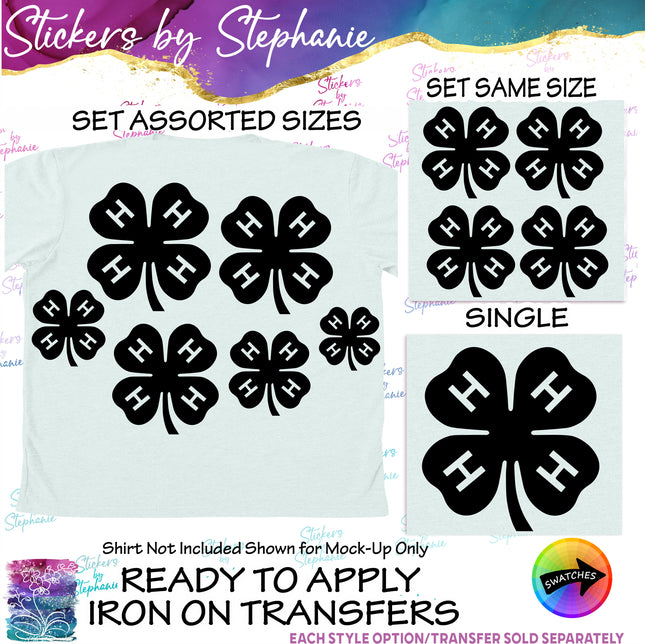 (s7-01-182) 4-H Clover Iron-On Transfer