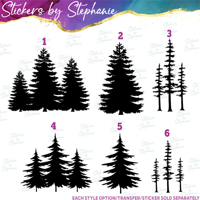 (s7-01-183) Pine Trees Iron-On Transfer