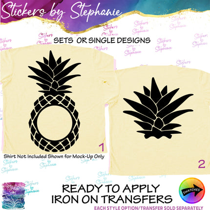 (s7-01-184) Pineapple Monogram Frame, Topper Iron-On Transfer