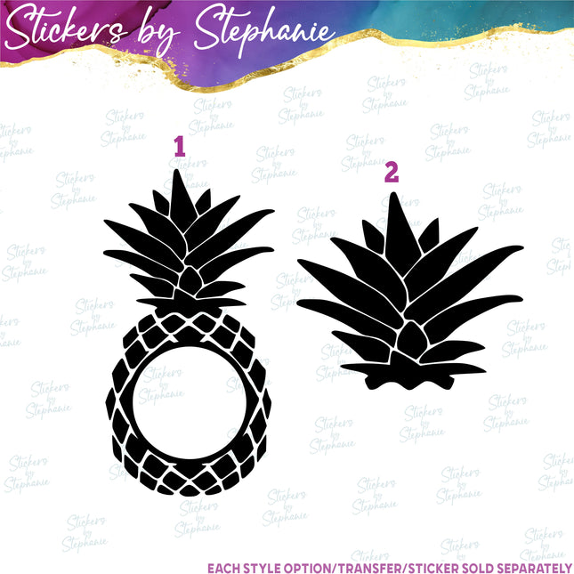 (s7-01-184) Pineapple Monogram Frame, Topper Iron-On Transfer