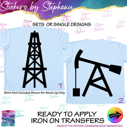 (s7-01-191) Oil Rig, Derrick Iron-On Transfer