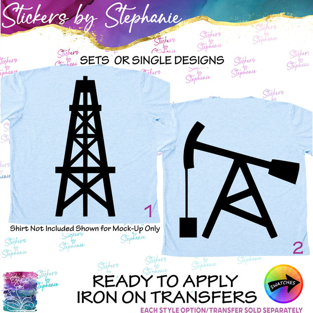 (s7-01-191) Oil Rig, Derrick Iron-On Transfer
