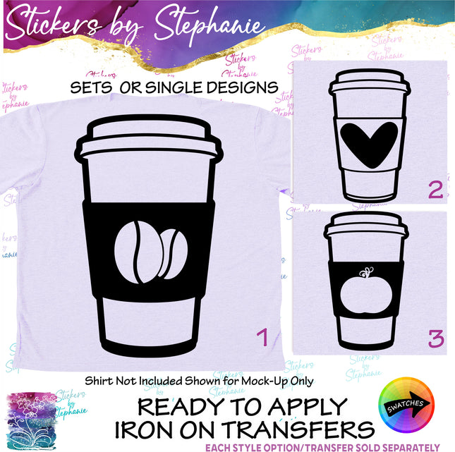 (s7-01-194) Coffee Cup, Latte, Pumkin Spice Iron-On Transfer