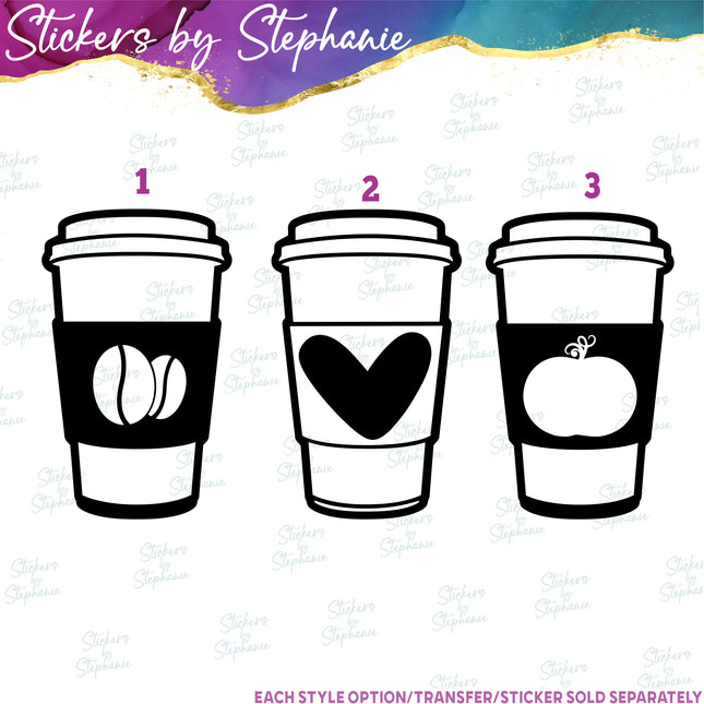 (s7-01-194) Coffee Cup, Latte, Pumkin Spice Iron-On Transfer