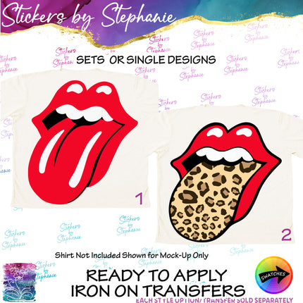 (s7-01-196) Lips Tongue Graphic Iron-On Transfer