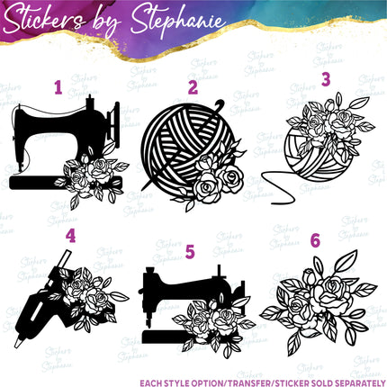 (s7-01-198) Sewing Machine, Yarn, Glue Gun Crafts Iron-On Transfer