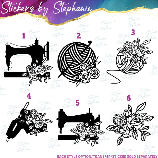 (s7-01-198) Sewing Machine, Yarn, Glue Gun Crafts Iron-On Transfer