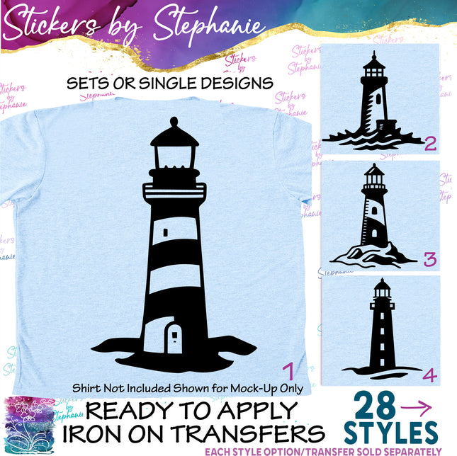 (s7-01-039) Lighthouse Silhouette Iron-On Transfer