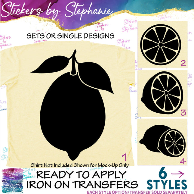 (s7-01-045) Lemon Silhouette Iron-On Transfer