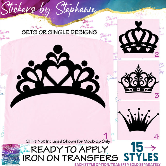 (s7-01-049) Crown, Tiara Iron-On Transfer