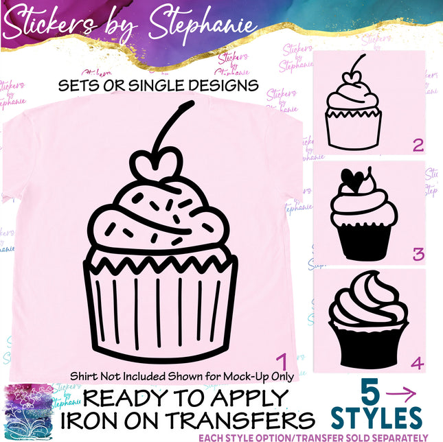 (s7-01-063) Cupcake Silhouette Iron-On Transfer