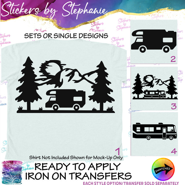 (s7-01-072) RV, Motorhome, Mountains Iron-On Transfer