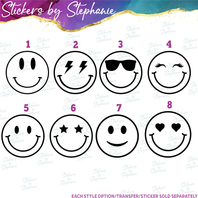 (s7-01-075) Emoji, Smiley Face Iron-On Transfer