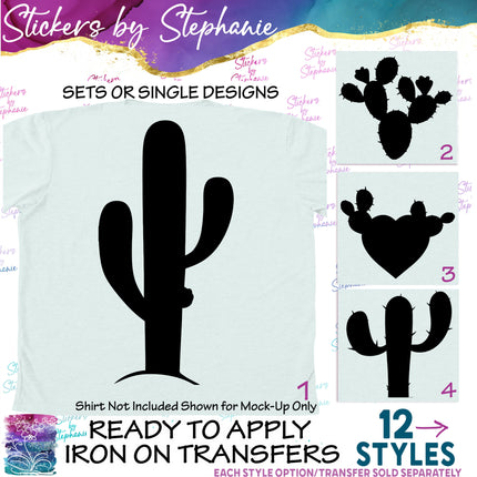 (s7-01-077) Cactus Silhouette Iron-On Transfer