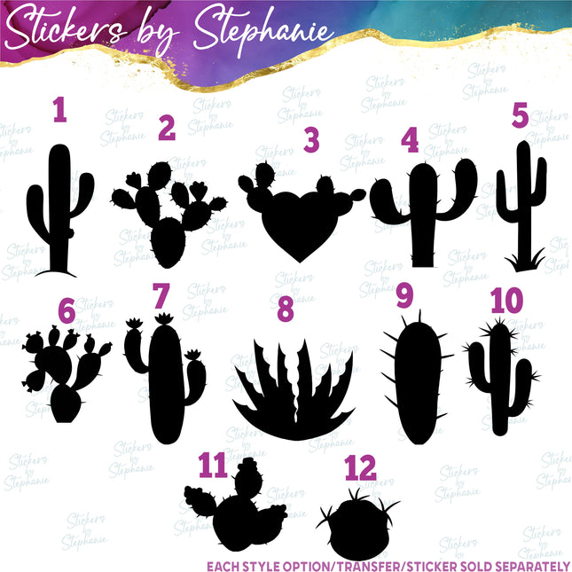 (s7-01-077) Cactus Silhouette Iron-On Transfer