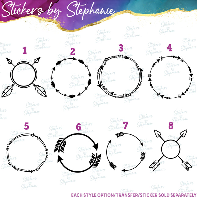 (s7-01-081) Arrow Monogram Frame Iron-On Transfer