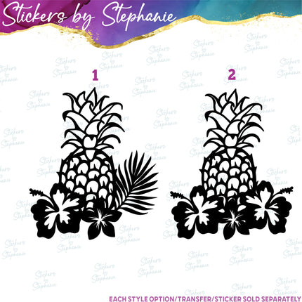 (s7-01-083) Pineapple Hibiscus Flowers Iron-On Transfer
